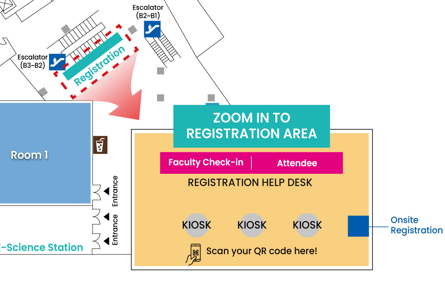 Registration desk area